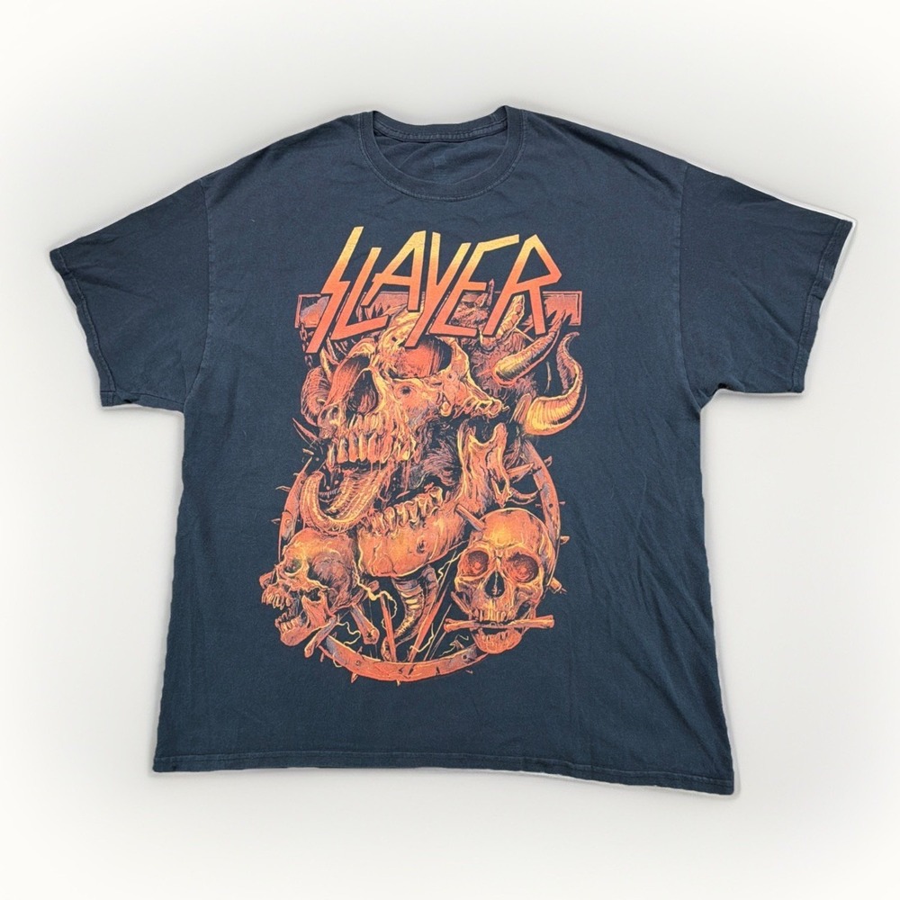 Slayer Metal Band T Shirt 2XL Black Global Domination 2014 Tour Devil Horror